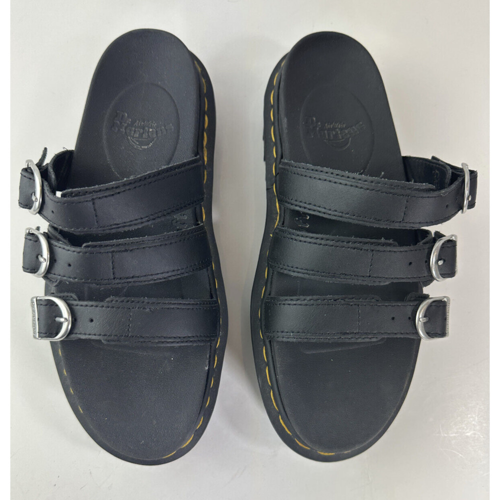 Dr Doc Martens Black Blaire Slides Buckle Strap Sandals Women's US Size 8 Shoes - Picture 11 of 16